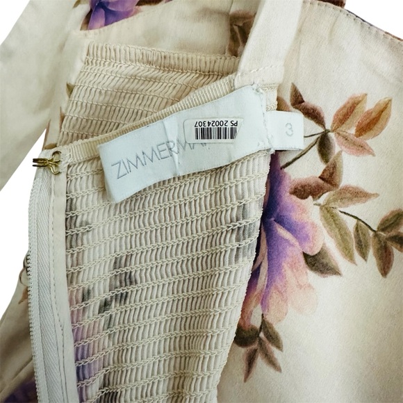 Zimmermann Rosa Striped Picnic Dress Lilac Rose size 3 US 10 Floral Cotton Silk - Picture 15 of 16